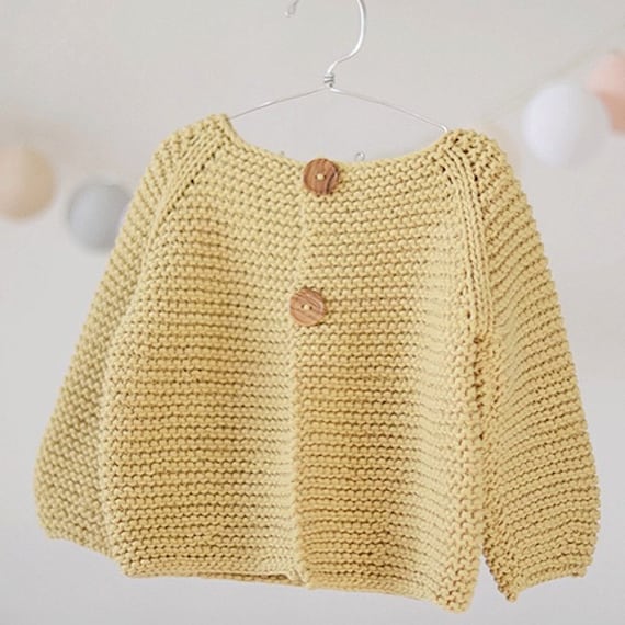 English Knitting Pattern For Beginners Sweater Jumper Basic Baby Cardigan Toddler Sweater 3 6 12 24 Months To Child Sizes Pdf File Knit