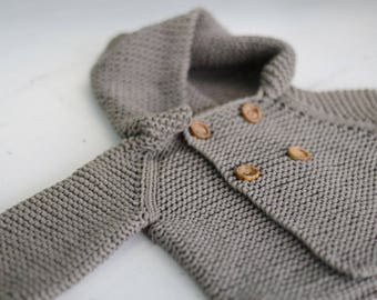 ENGLISH Knitting PATTERN Basic Hooded Coat Pattern 3 months to 6y child sizes PDF file
