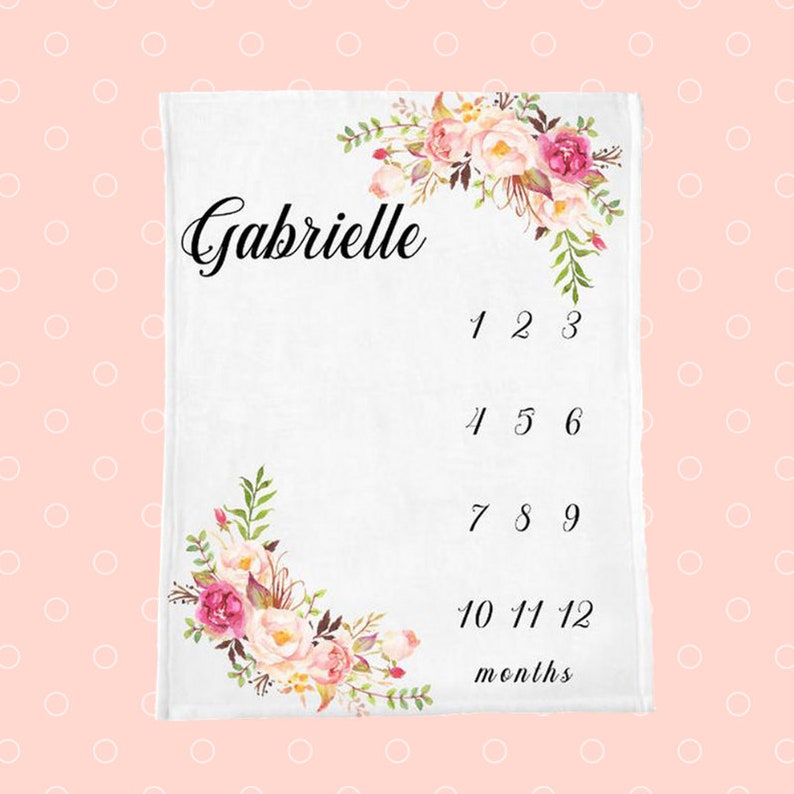 Boho Baby Monthly Blanket Pink Flower Nursery Bedding Floral Girl Milestone Blanket Baby Girl Shower Blanket Girl Personalized Swaddling