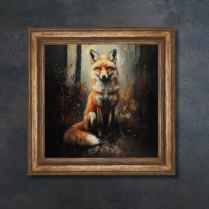 Rustic Fox Wall Art, Cozy Cabin Vibes, Wildlife Art, Vintage Fox Print, Cottagecore Decor, Woodland Animals, Dark Academia, Fox Lover Gifts