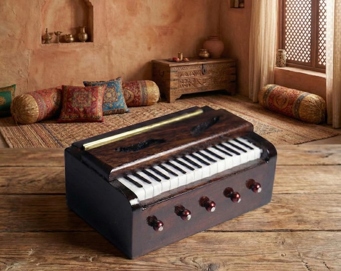 Handcrafted Miniature Harmonium | Wooden Indian Instrument Model | Music Lover Gift by HOA