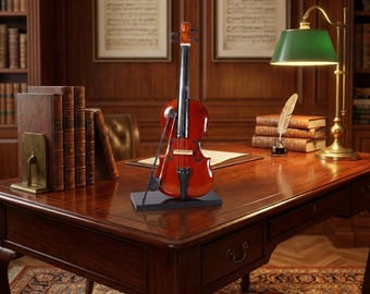 Miniature Violin – Handmade Wooden Musical Instrument | Music Lover Gift