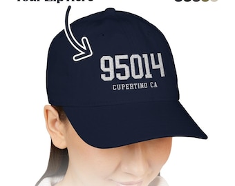 Custom Zip Code Hat – Embroidered City Area Code with Town Name, Personalized Gift for Him or Her