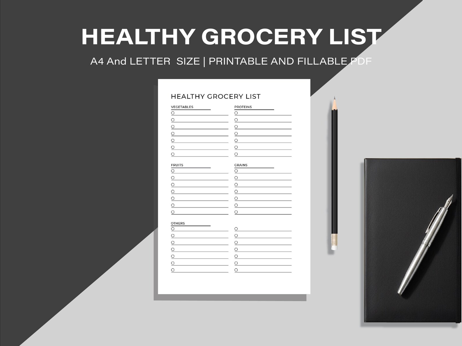 Digital Grocery List Template for Goodnotes Grocery Planner & Meal