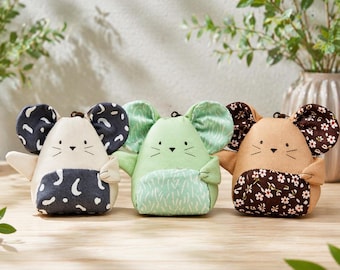 Handmade Mouse Plush Toy, Baby Shower Gift, Cute Fabric Mouse Doll, Nursery Decor, Small Soft Toy, Newborn Gift for Her