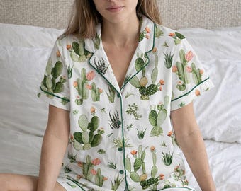 Set pigiama Cottagecore, set pigiama cowgirl da donna, pigiama western con cactus, pigiama estetico del deserto, pigiama da rodeo, regalo per lei