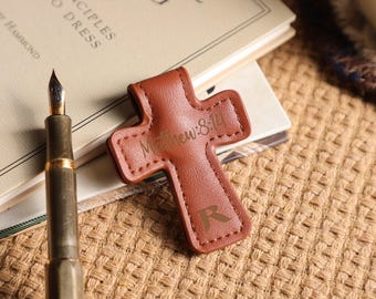 Personalized Cross Bookmark, Custom Name Magnetic Bookmark With Pen Clip, Handmade Book Accessories, Book Lover Gift, Anniversary Gift