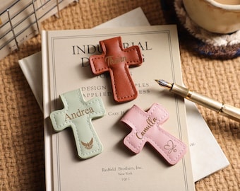 Personalized Cross Bookmark, Custom Name Magnetic Bookmark With Pen Clip, Handmade Book Accessories, Book Lover Gift, Anniversary Gift