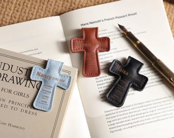 Personalized Cross Bookmark, Custom Name Magnetic Bookmark With Pen Clip, Handmade Book Accessories, Book Lover Gift, Anniversary Gift