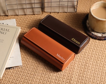 Personalized Leather Glasses Case,Custom Vintage Magnetic Eyeglasses Holder,Sunglasses Box,Wedding Bridesmaid Gift,Gift for Her,Best ManGift