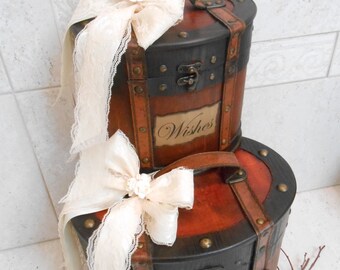 Wedding Card Trunk / Brown Rustic Card Trunk / Wedding Wishes Trunk / Wedding Card Holder / Brown Wedding Trunks / Wedding Decorations