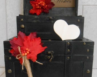 Wedding Card Trunk And Wedding Wishes Trunk / Wedding Decor / Fall Wedding Card Trunks / Rustic Wedding Card Holder / Rustic Wishes