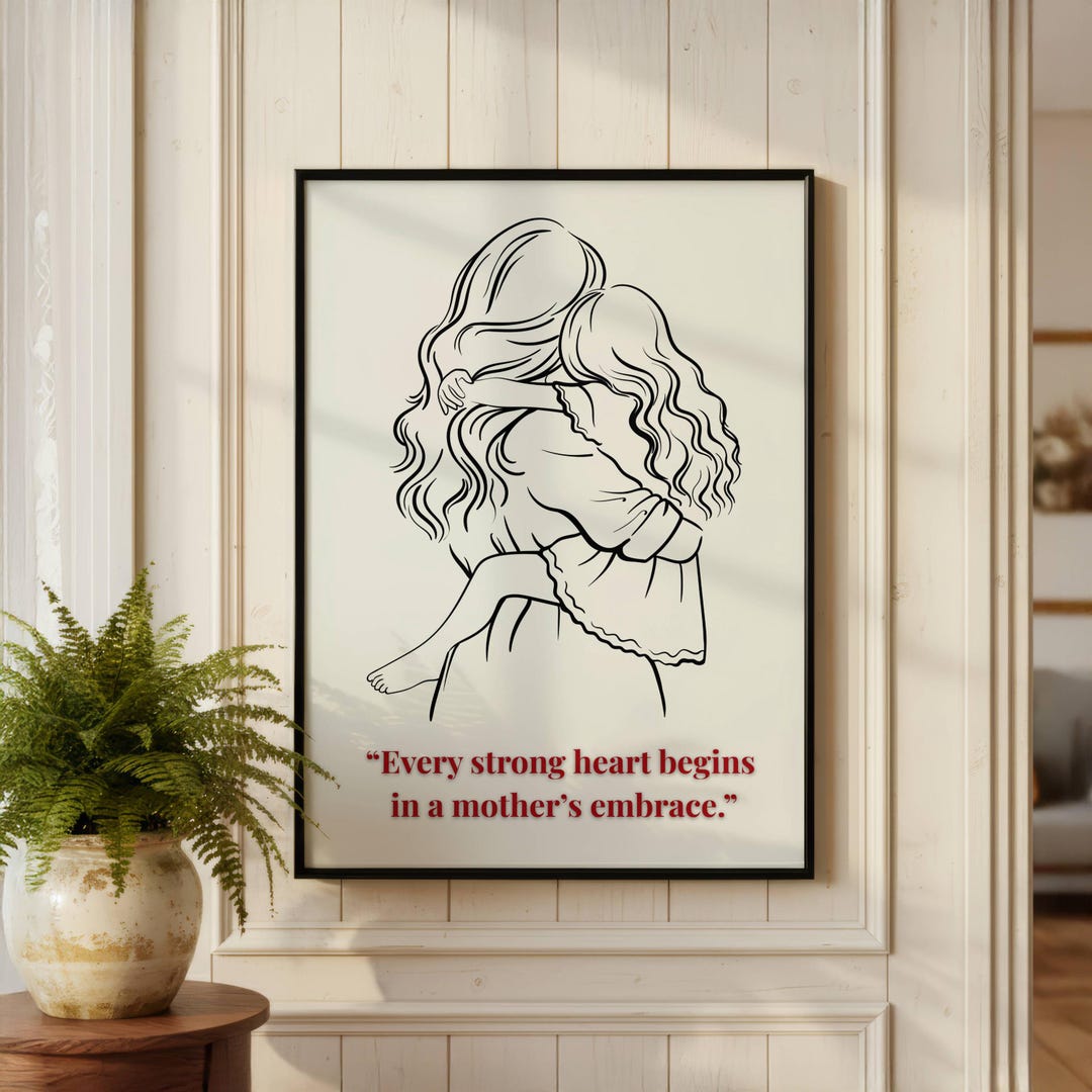 Mother Daughter Wall Art, Minimalist Line Drawing, Inspirational Quote ...