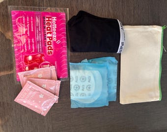 Teen Period Emergency Kit – Discreet Pouch with Pads, Wipes & Heat Pad