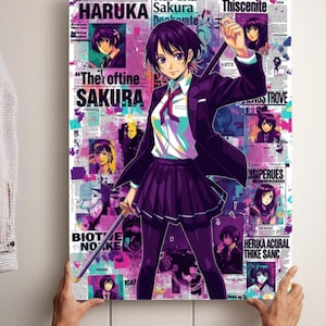 Haruka Sakura Poster – Anime Girl with Sword Pop Art Wall Print – Manga Aesthetic Japanese Style Decor for Otaku Rooms