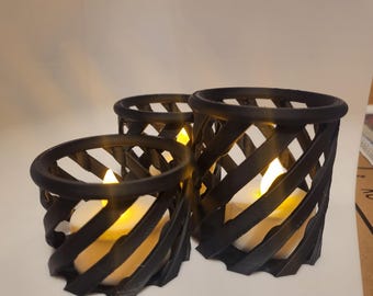 3 Piece Tea Light Holder Set (with LED tealights)