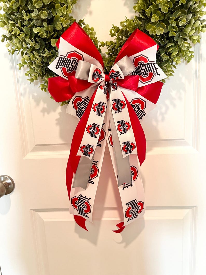 Ohio State Buckeyes Bow, Game Day Front Door Decor - Etsy