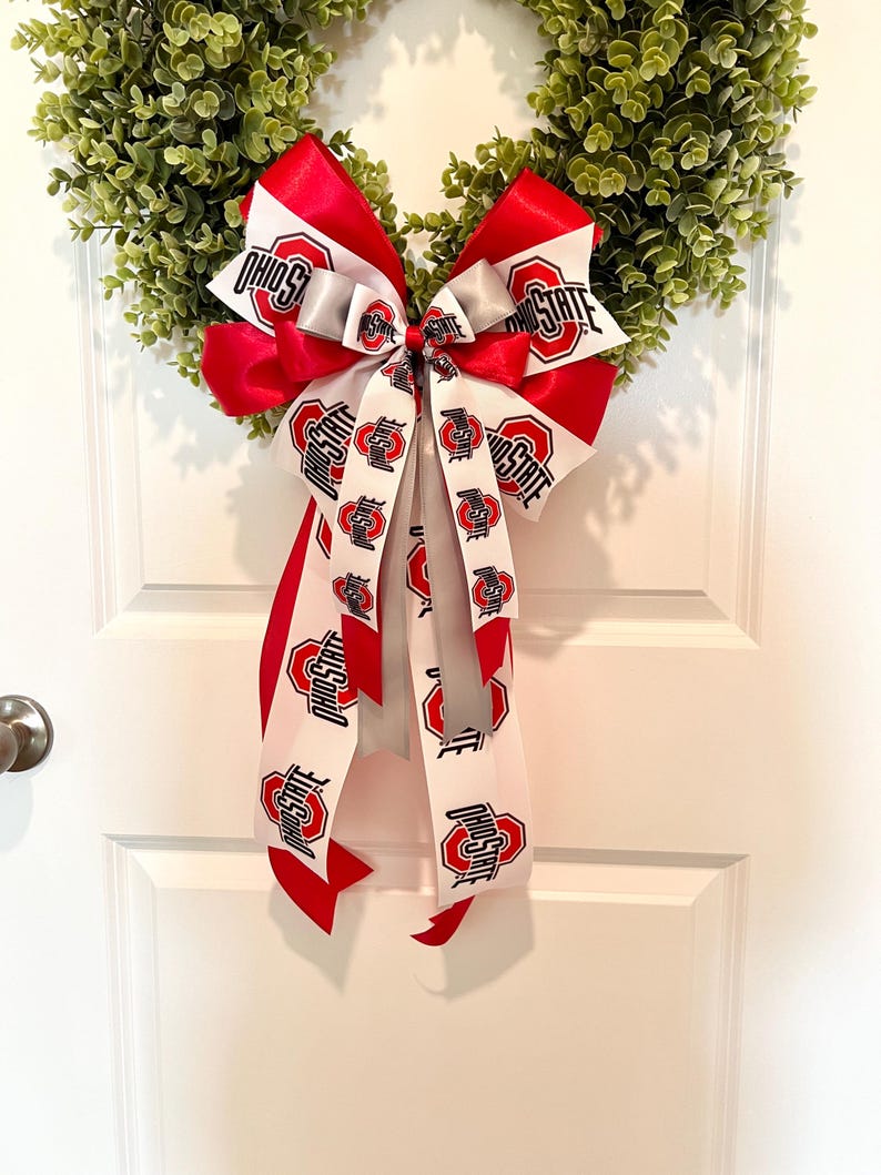 Ohio State Buckeyes Bow, Game Day Front Door Decor - Etsy