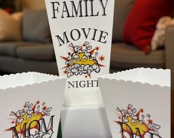 Personalized Popcorn Bucket Set - Great add to your Family Movie Night