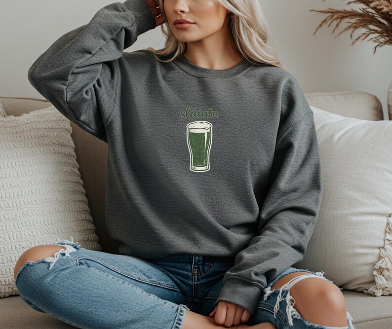 Slainte Irish Shirt, Guinness Stout Tee, Minimalist Beer Top, Cheers Ireland Tshirt image 2