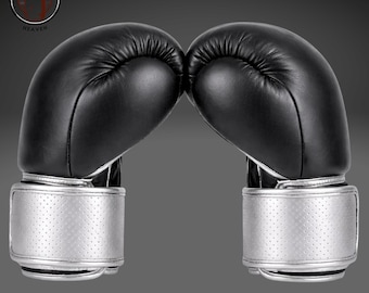 Premium Black Leather Boxing Gloves - Handmade Sparring & Training Gloves, Punching Bags Heaven Sportswear