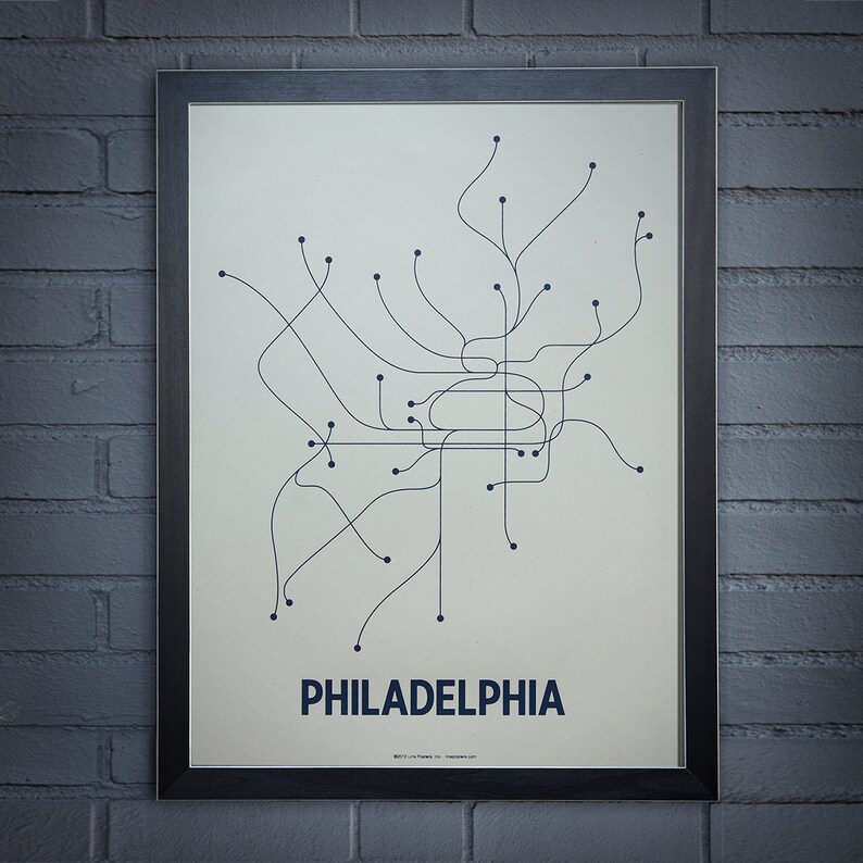 Philadelphia Screen Print Old Green/Navy Etsy