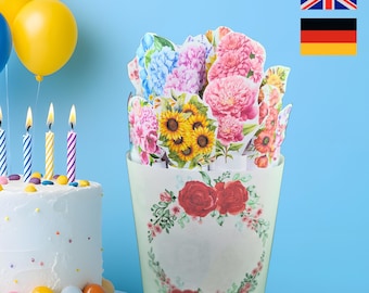 Duplo-banderol "Blumenstrauß" Voorjaarscadeau | Geburtstag, Kollegin, Erzieherin, Gift, kleines Dankeschön, Kleinigkeit