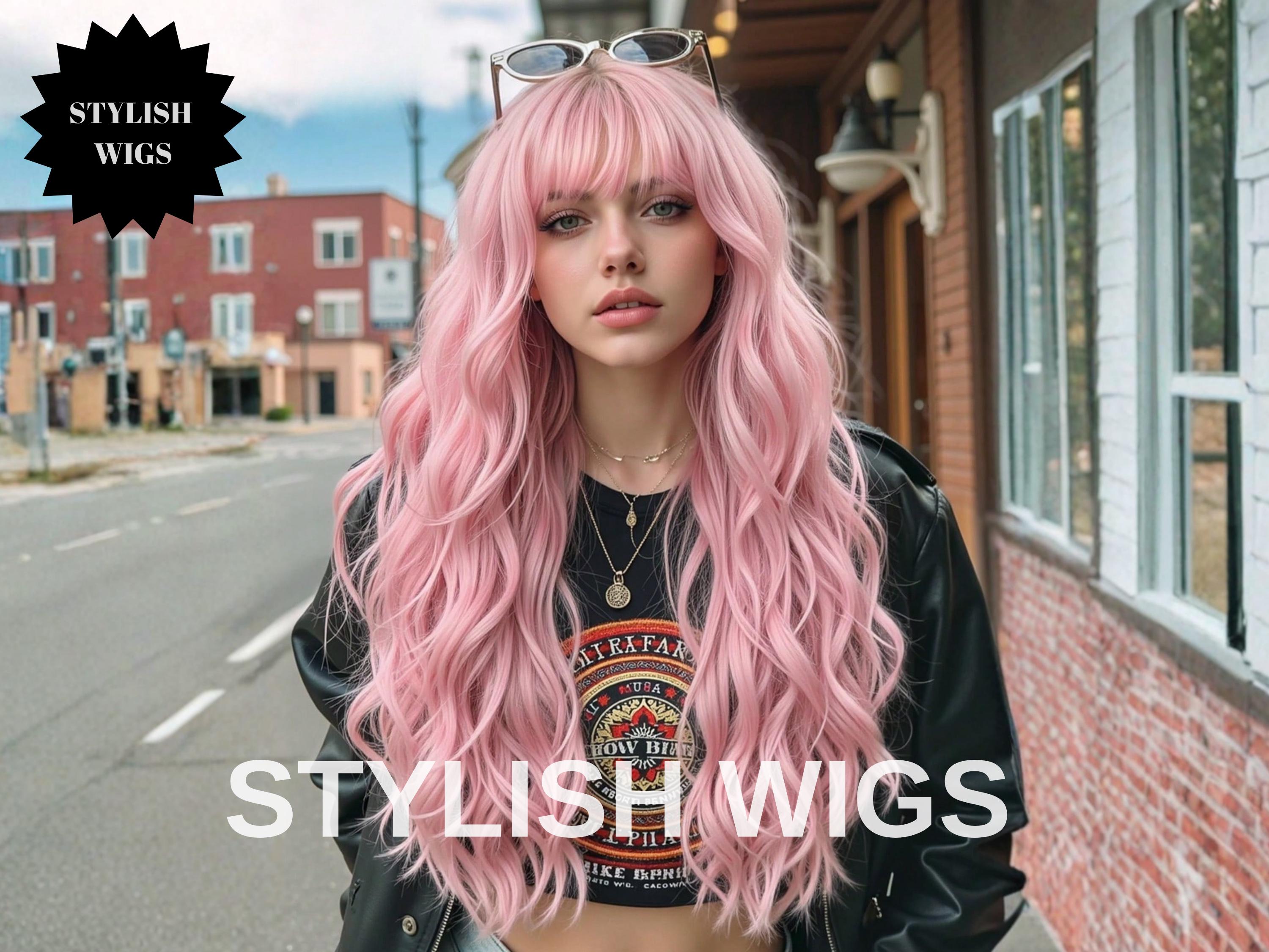 ?ILLIANA  14” DUST PINK Wig *NWT
*FREE WIG CAP * Pink Human Hair Wig 13x4 Transparent Lace Frontal Wig 180  main image 2