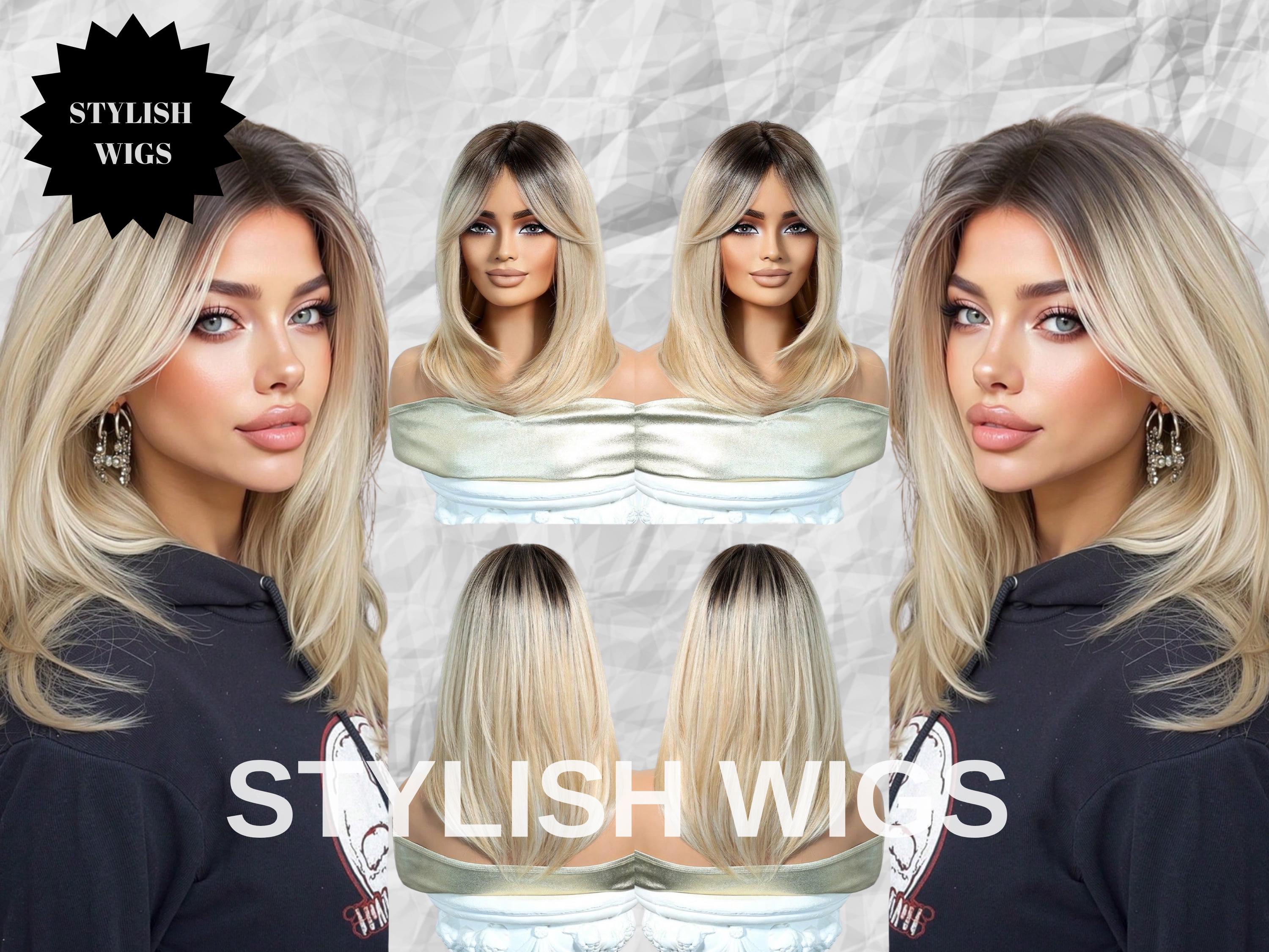 Ash Root Blonde Balayage Wig | Long Layered Heat-resistant Synthetic ...