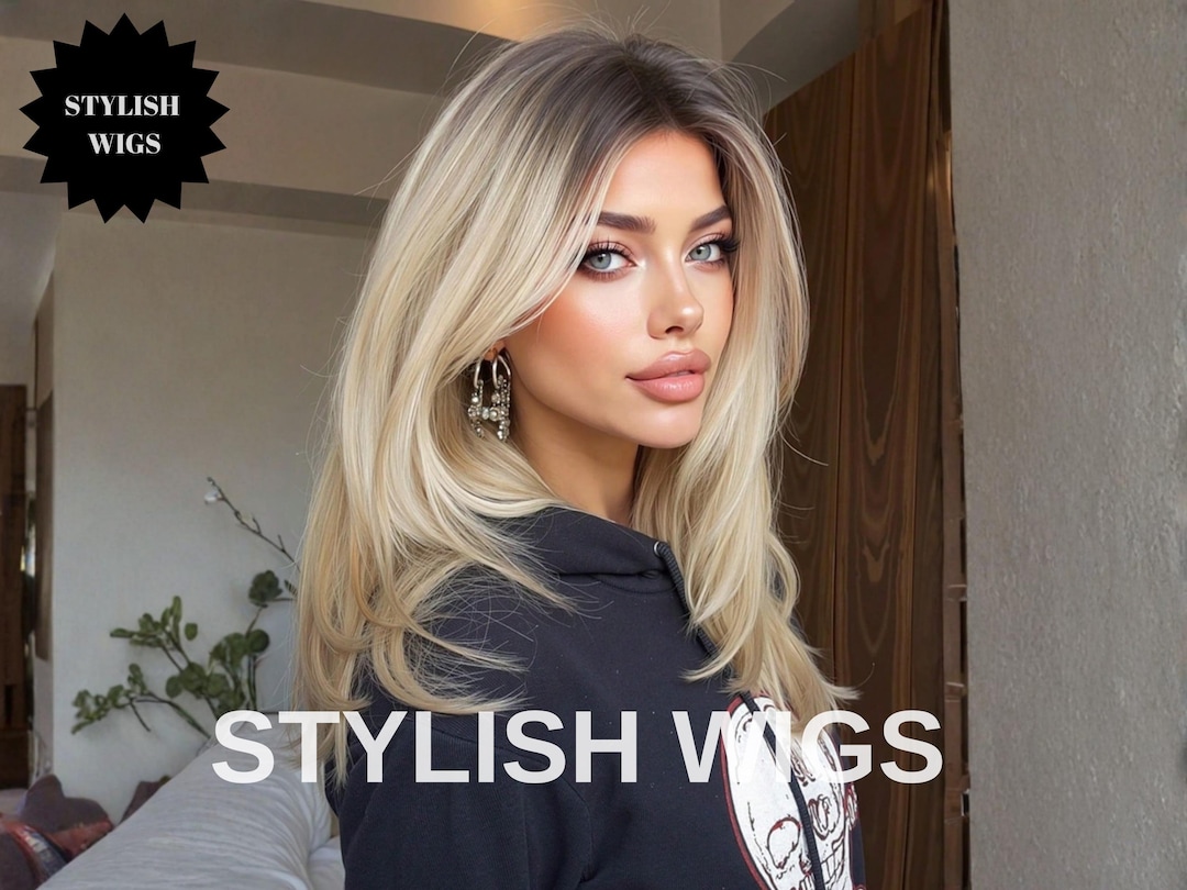 Ash Root Blonde Balayage Wig | Long Layered Heat-resistant Synthetic ...