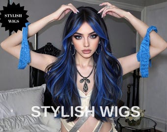 ✨ROYALLE 24” BLUE Cosplay Synthetic CURL Wig *NWT* Rhea - 20 inch Dark Blue Curly Ponytail Set main image 4