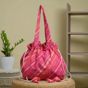Kamalini Pink Screen Print Cotton Tote Bag | Eco Friendly