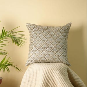 Hand-Block Printed Linen Pillow Cover, Plant-Dyed
