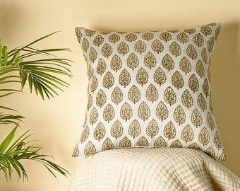 Funda de almohada de lino estampada a mano - Tintes naturales