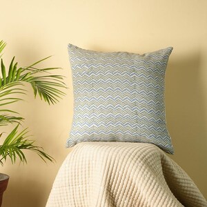 Gita Block Printed Linen Pillow Cover - Chevron Pattern