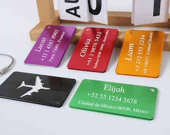Gepersonaliseerde bagagelabels, gegraveerd aluminium bagagelabel, naamlabels voor bagage, gepersonaliseerde ID-labels, aangepast kofferlabel, reisaccessoires