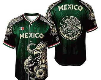 Mexico Green Flag Aztec Sublimation Fashion Shirts Baseball Jerseys