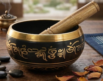 Tibetan Singing Bowl Set | Hand-Hammered Meditation Bowl | Sound Healing | Chakra Balancing | Yoga Gift | Stress Relief