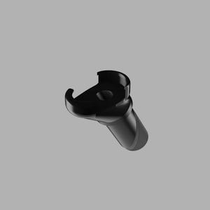 May include: A black, 3D-rendered object with a curved top and a cylindrical base. The object has a smooth, glossy finish and appears to be made of a solid material. The design is modern and minimalist, with a focus on form.