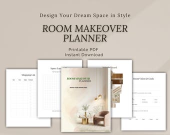 Room Makeover Planner | Interior Design Planner PDF | Home Decor Printable | Room Design Checklist | Digital Download | Canva Editable