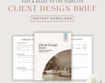 Interior Design Client Onboarding Template | Project Questionnaire | Canva Editable | Digital Download