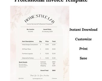 Editable Invoice Template | Price List | Small Business Stationery| Canva Template|Editable Client Order  Forms| Canva Template