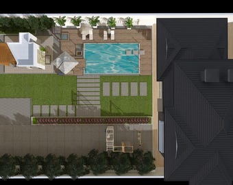 Backyard 3D Design | Pool Landscape Rendering | Outdoor Living Space Visualization | Patio| Exterior 3D Render Service | Gazebo| Sun Room