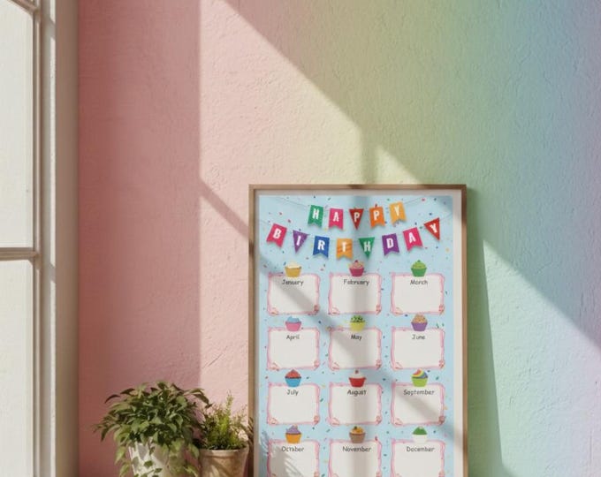 Classroom Birthday Chart Poster – Colorful Editable Wall Decor (digital ...