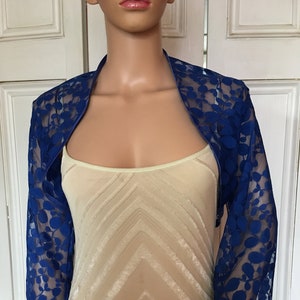 Cobalt blue bolero jacket sales