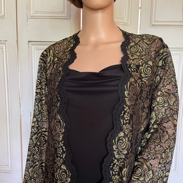 Gold and Black lace three-quarter length sleeved bolero/shrug/jacket