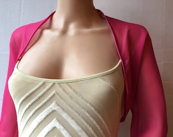 Raspberry Pink Satin Bolero Shrug Cropped Jacket Fully Lined UK 4 26 US 1 22 3 4 Sleeves Formal wedding bridal Etsy UK