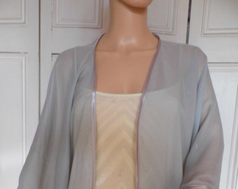 Silver Grey chiffon kimono/jacket/wrap/cover-up/bolero with satin edging