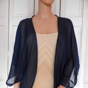 Navy chiffon waterfall jacket hot sale