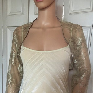 Bronze old Gold Lace Three quarter Length Sleeved Bolero shrug